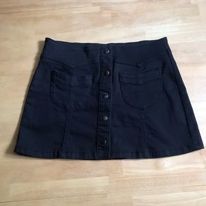 Black Stretch Denim Skirt
